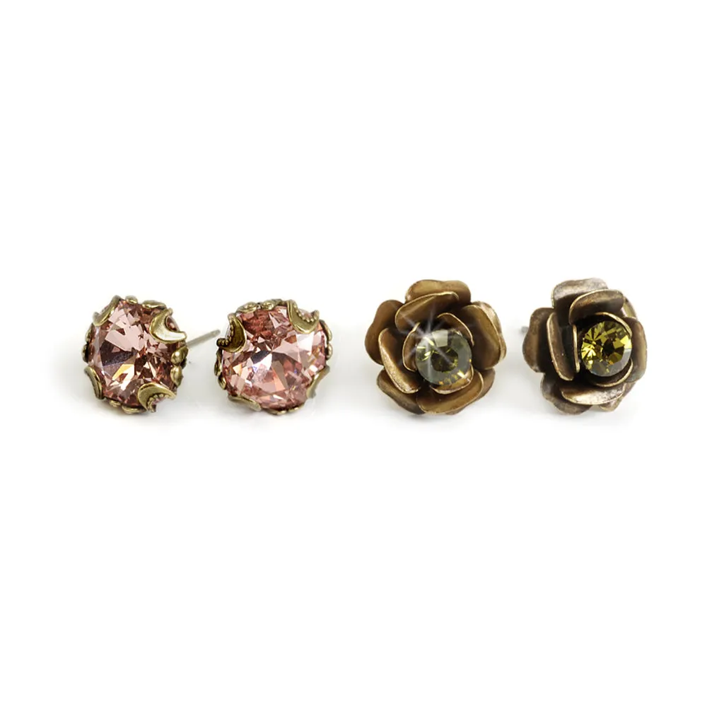 Crystal Cushion & Roses Earring Set E1181 sold by Sweet Romance product image thumbnail 4