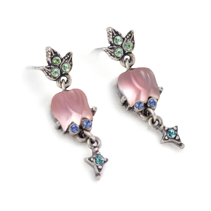 Vintage Satin Glass Tulip Earrings sold by Sweet Romance