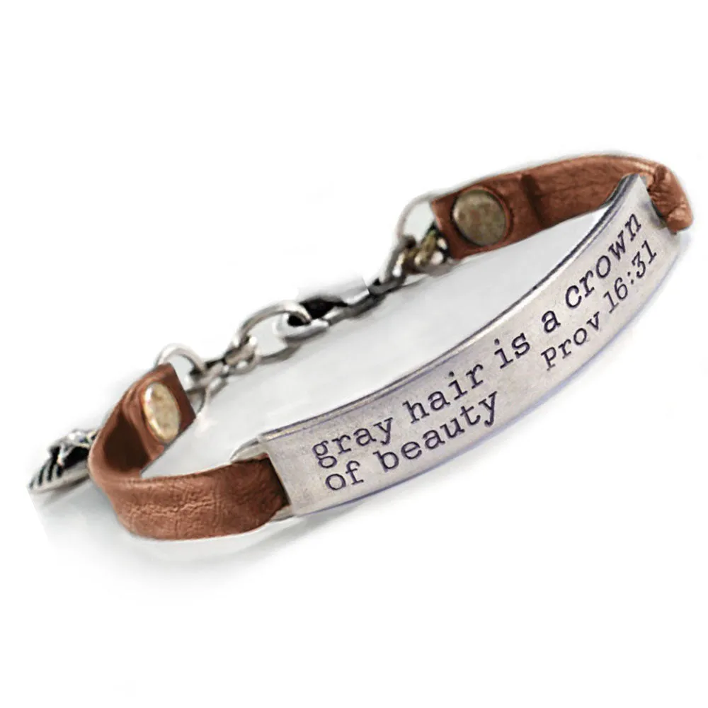 Gray hair is a crown of beauty Bible Verse Bracelet BR501 sold by Sweet Romance product image thumbnail 5