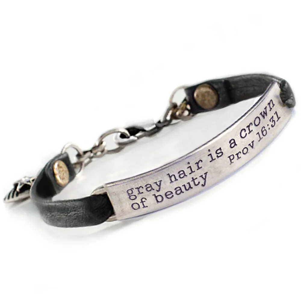 Gray hair is a crown of beauty Bible Verse Bracelet BR501 sold by Sweet Romance product image thumbnail 4