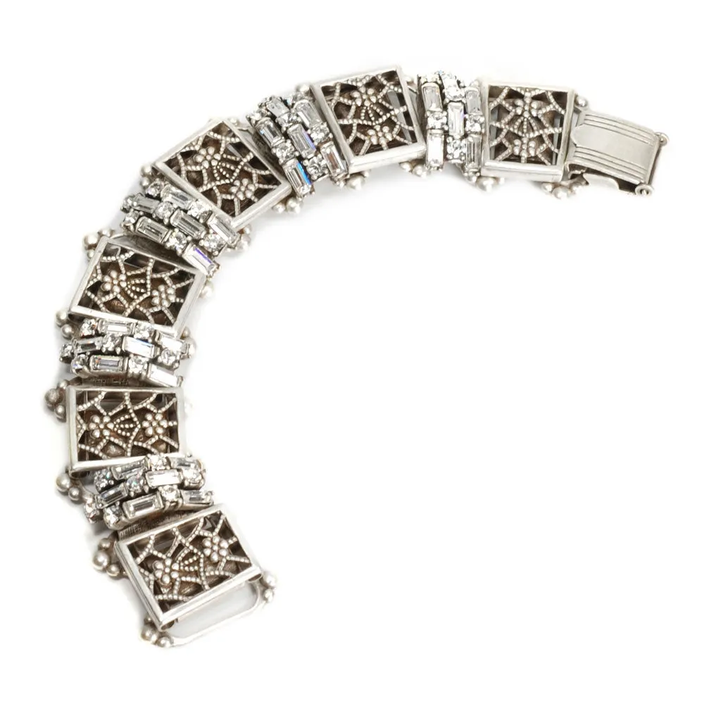 Art Deco Filigree Link Crystal Vintage Bracelet BR1137 sold by Sweet Romance product image thumbnail 3