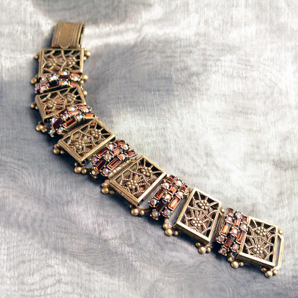Art Deco Filigree Link Crystal Vintage Bracelet BR1137 sold by Sweet Romance