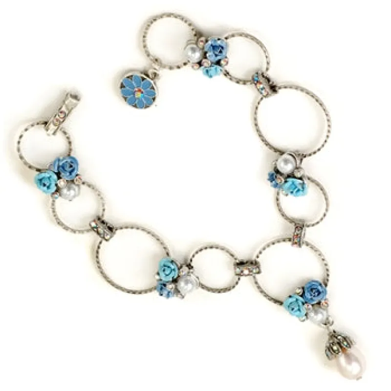 Roses & Circle Link Bracelet OL_BR163-SIL made by Sweet Romance