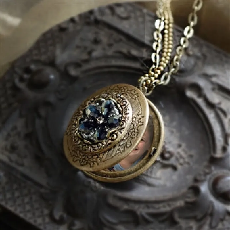 Jet Crystal Rosette Locket sold by Sweet Romance