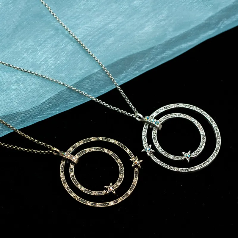 Double Circle Star Necklace N1643 made by Sweet Romance