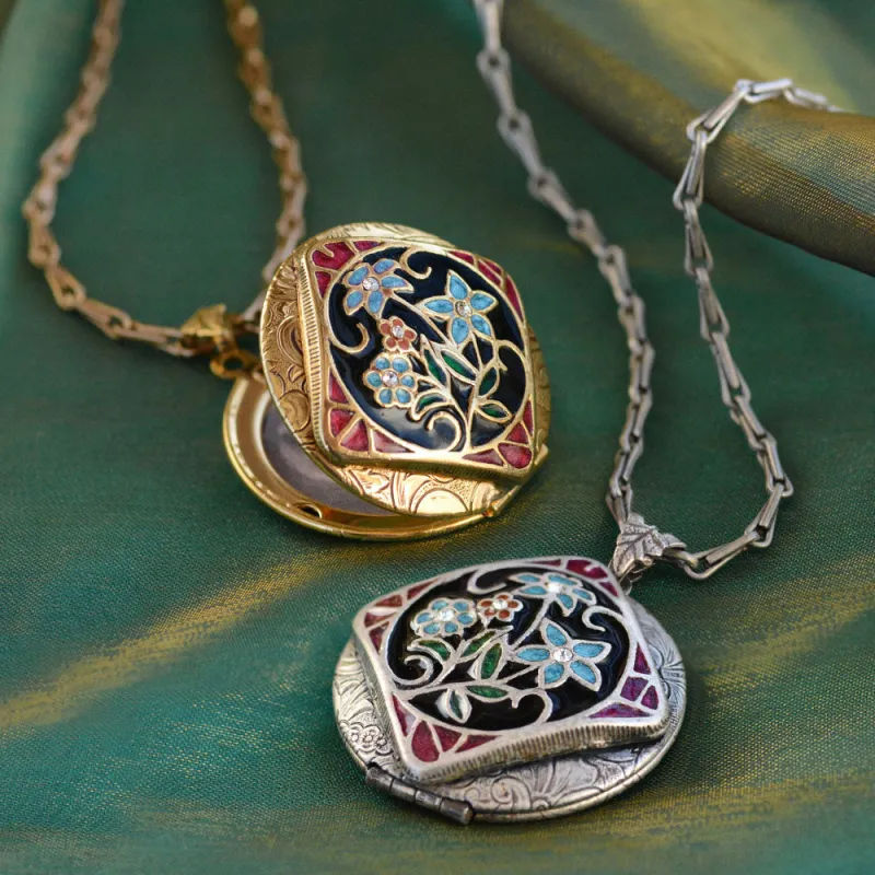 Enamel Locket Silver and Gold sold by Sweet Romance