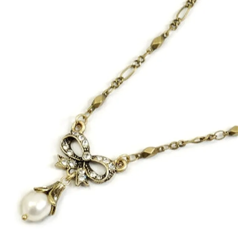 Bow Pearl Wedding Necklace N1070 sold by Sweet Romance