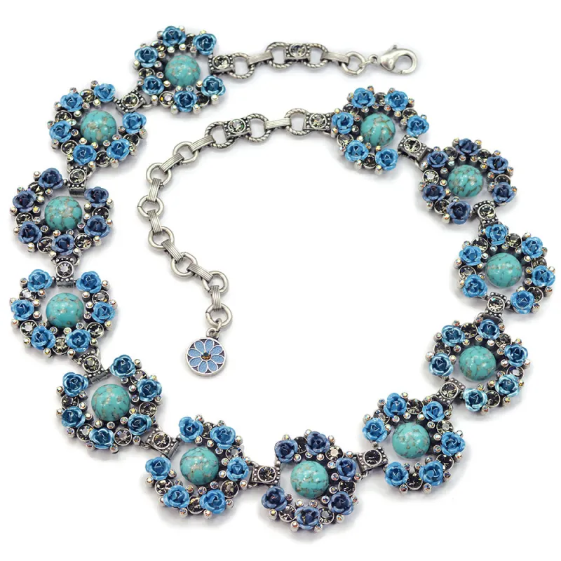 Blue Roses Statement Necklace N283 sold by Sweet Romance