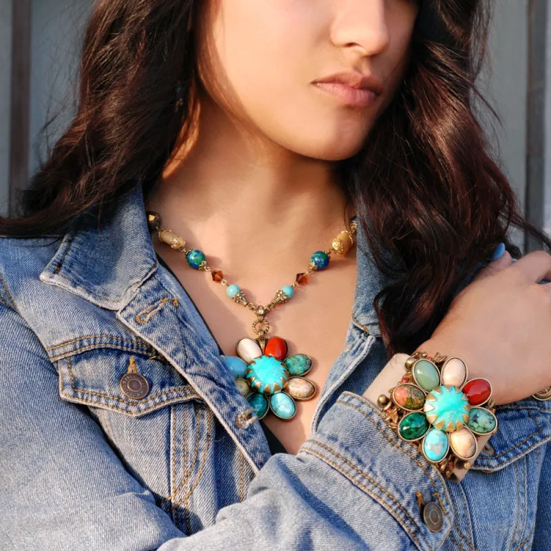 Gemstone Desert Flower Necklace N278 sold by Sweet Romance