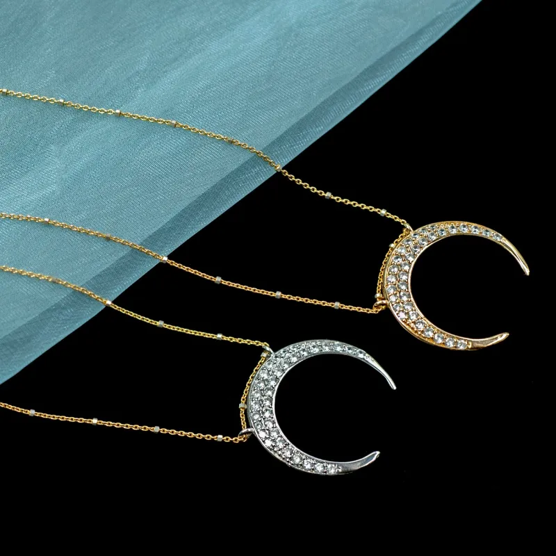 Inverted Crescent Moon Necklace N1705 sold by Sweet Romance