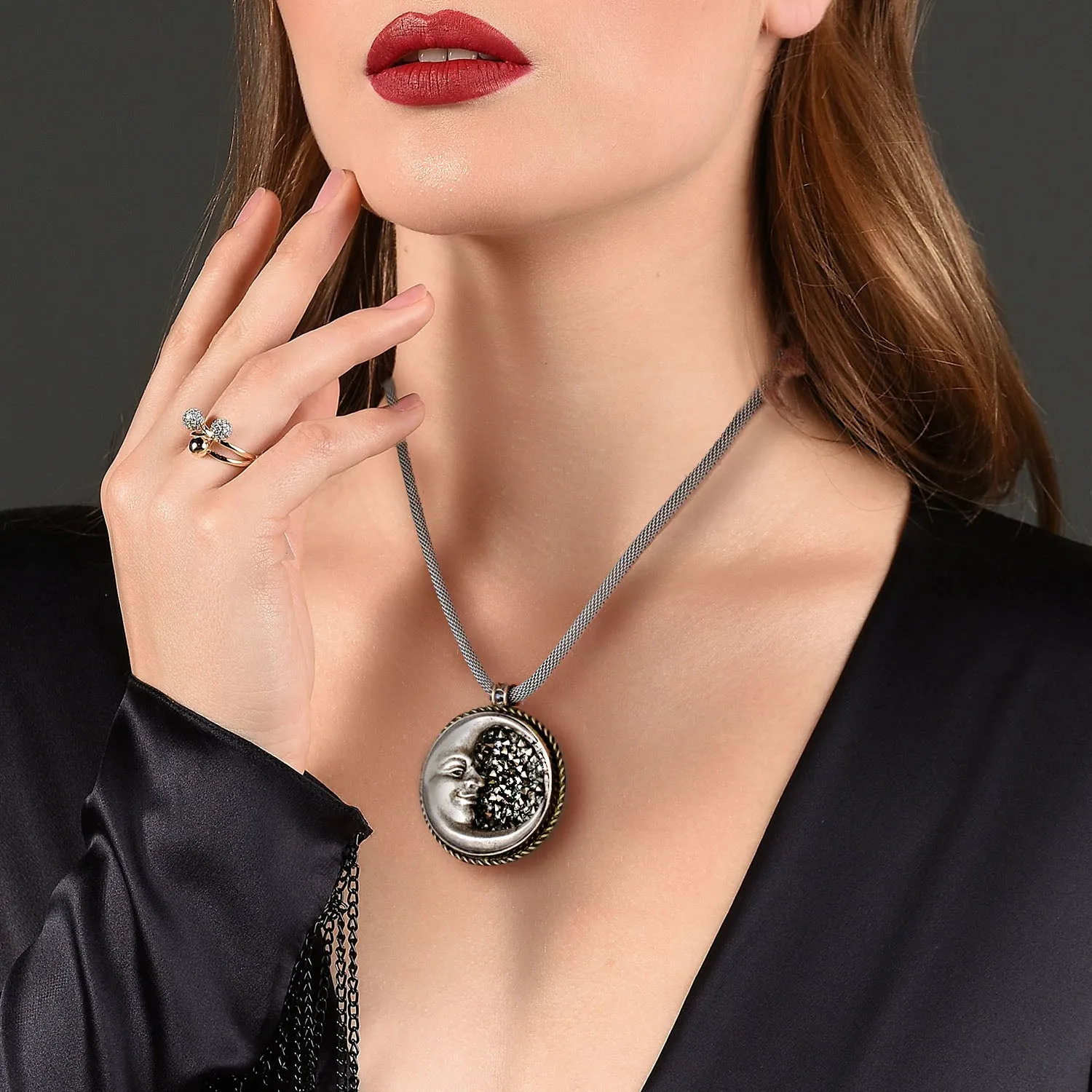 Crescent Silver Moon Necklace by Sweet Romance N1282 sold by Sweet Romance product image thumbnail 2
