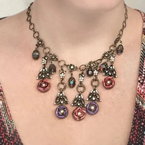 Plum & Purple Roses Necklace OL_N201 sold by Sweet Romance