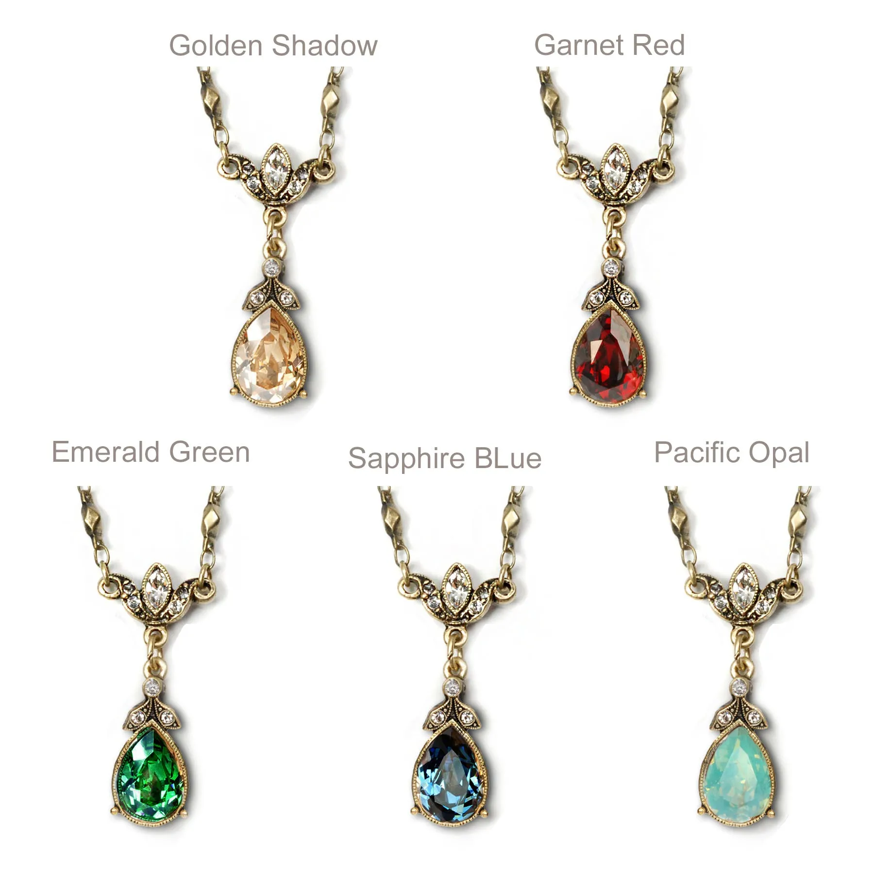 Crystal Pear Lavaliere Necklace N1170 sold by Sweet Romance product image thumbnail 3