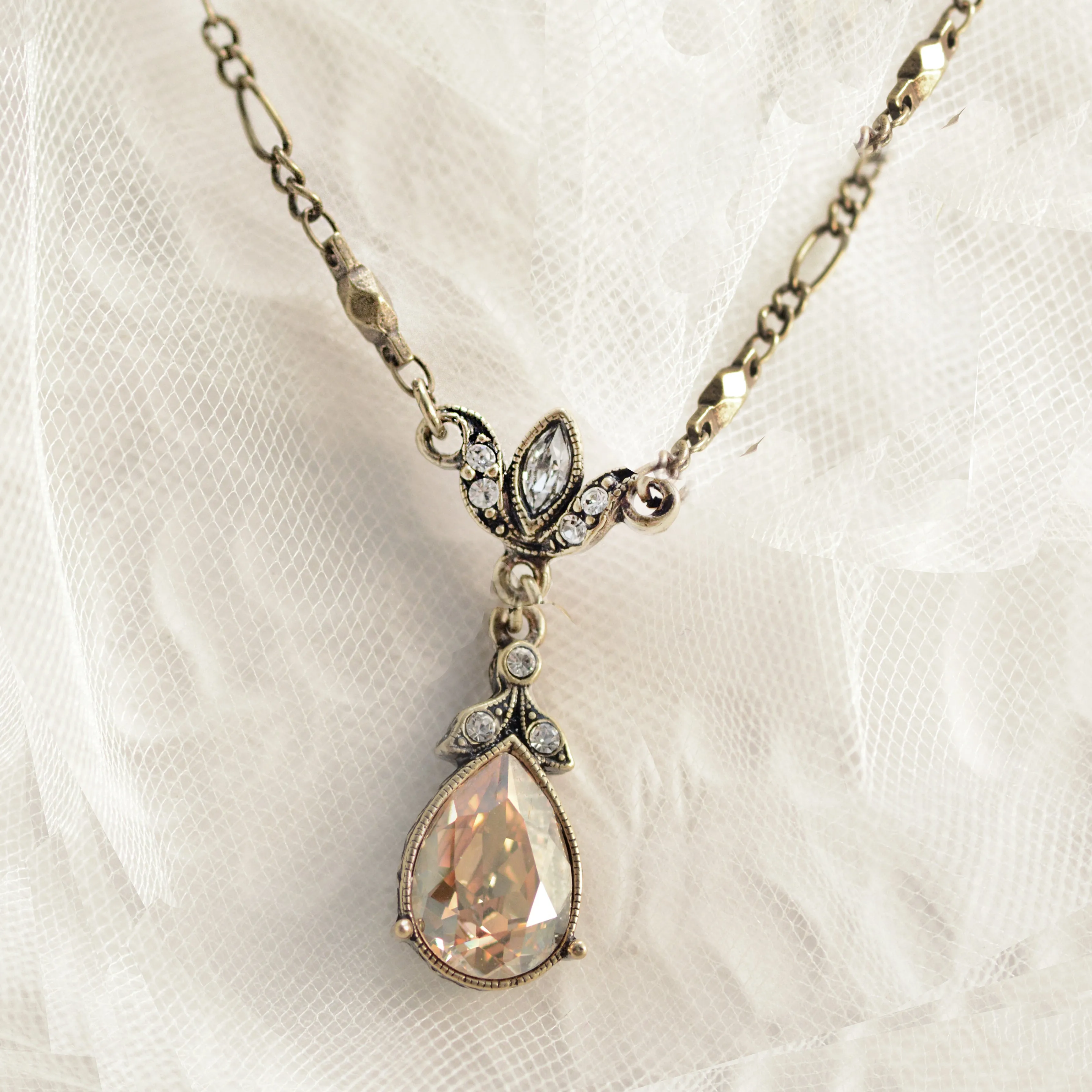 Crystal Pear Lavaliere Necklace N1170 sold by Sweet Romance