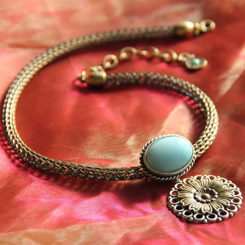 Amazonite & Daisy Flower Necklace N220 made by Sweet Romance