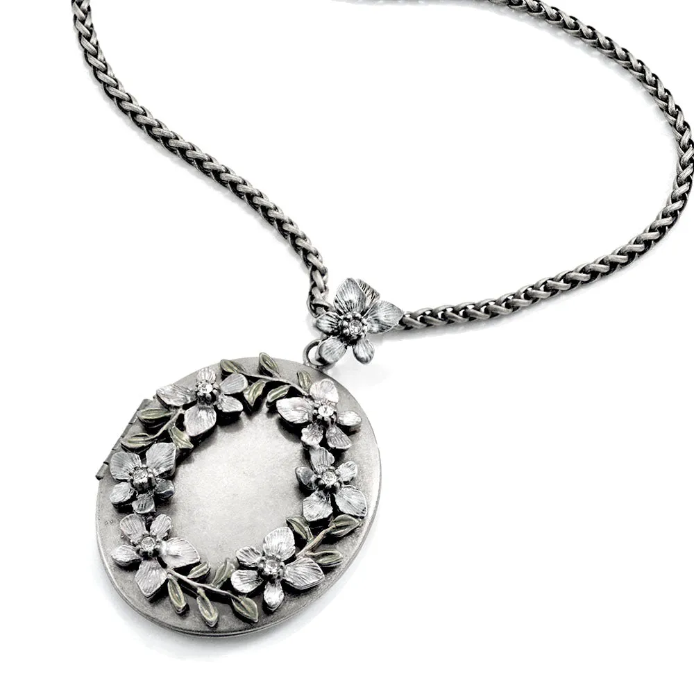Oval Flower Locket Necklace N1537 sold by Sweet Romance product image thumbnail 3