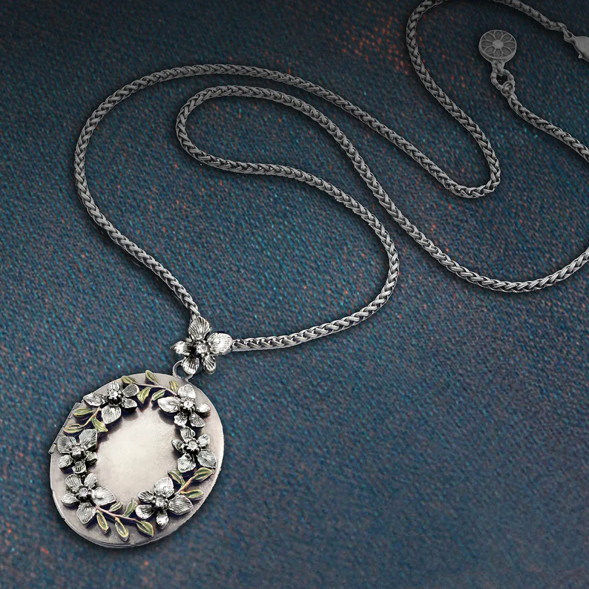 Oval Flower Locket Necklace N1537 sold by Sweet Romance product image thumbnail 2