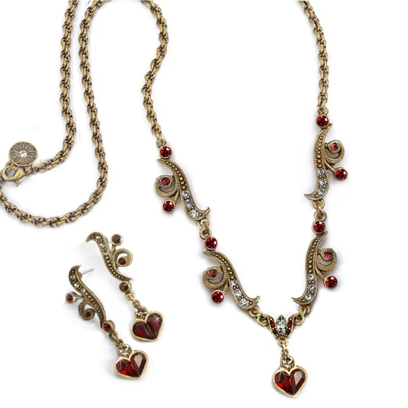 Garnet Hearts Necklace & Earrings N947 sold by Sweet Romance