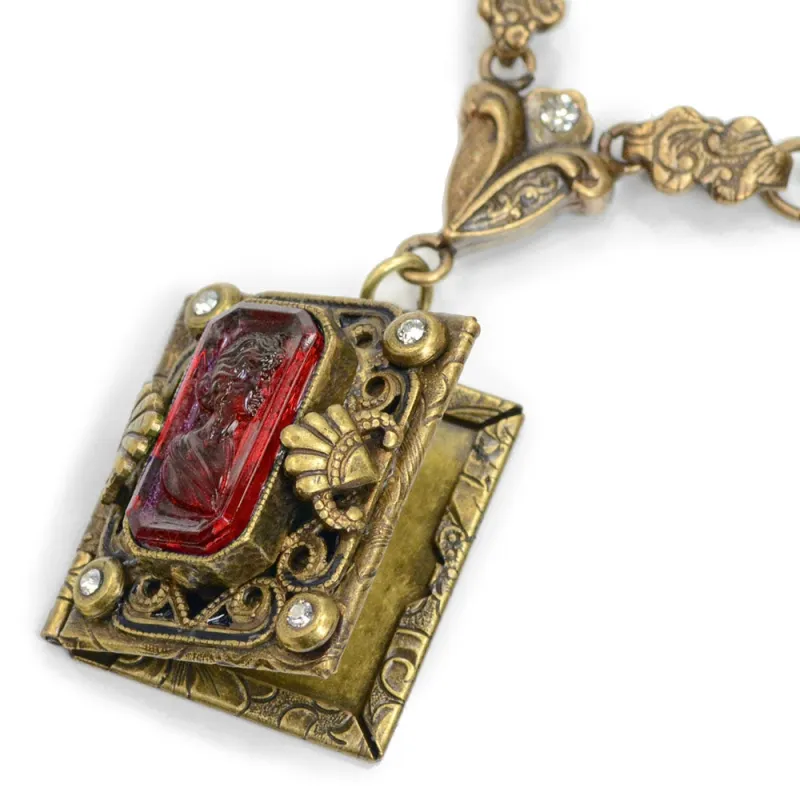 Intaglio Locket on Victorian Chain Necklace sold by Sweet Romance