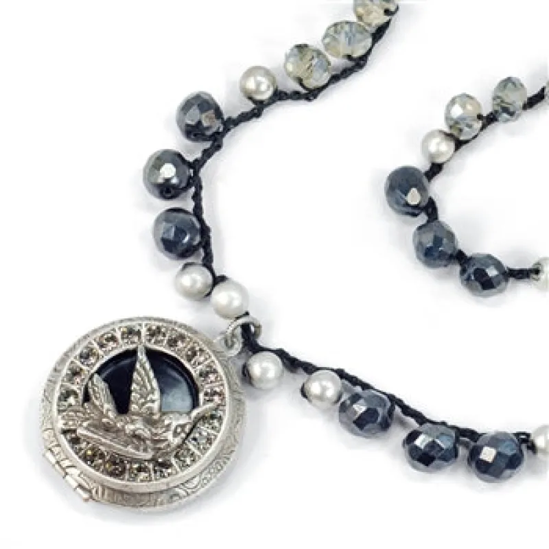 Swallow Bird Locket on Boho Beads Necklace sold by Sweet Romance
