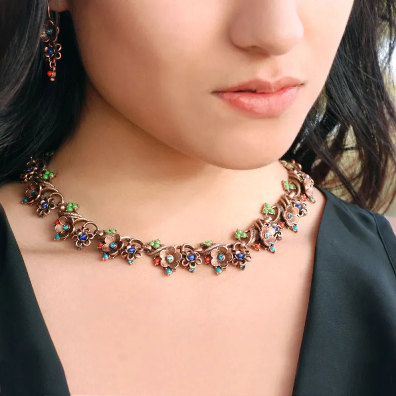 Cactus Flower collar Necklace N369-CO sold by Sweet Romance