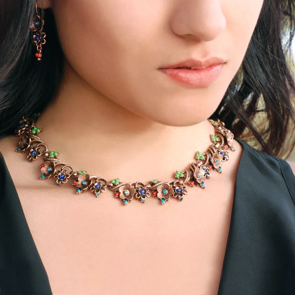 Cactus Flower collar Necklace N369-CO sold by Sweet Romance