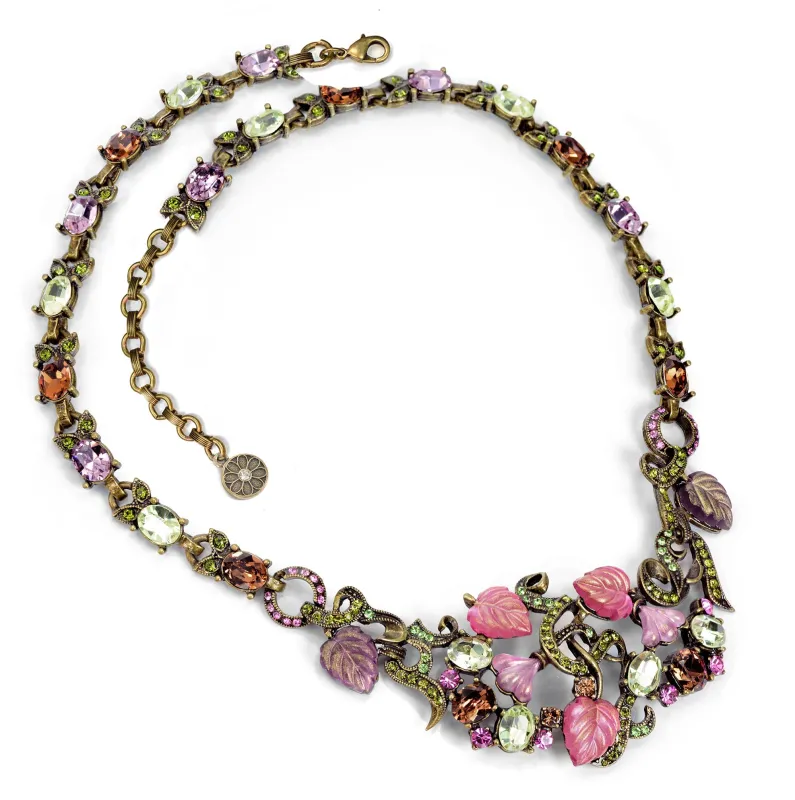 Satin Glass Leaves Necklace and Earrings  N671|E1203 sold by Sweet Romance