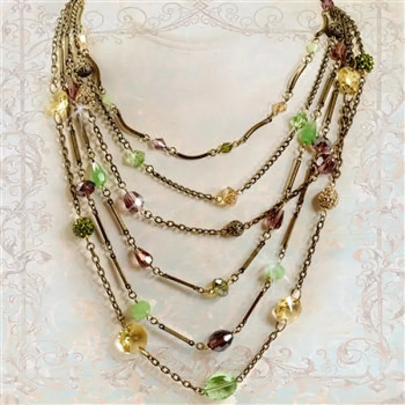 Crystal Cascade Beaded Tiered Necklace sold by Sweet Romance