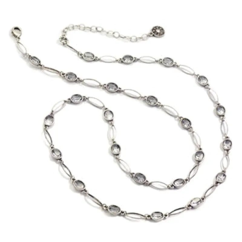Oval Crystal Station Necklace sold by Sweet Romance