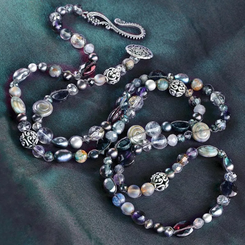 Long Purple Gemstone Beaded Necklace N1374-PA sold by Sweet Romance