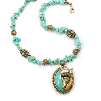 Deco Horse on Turquoise Necklace N391 sold by Sweet Romance