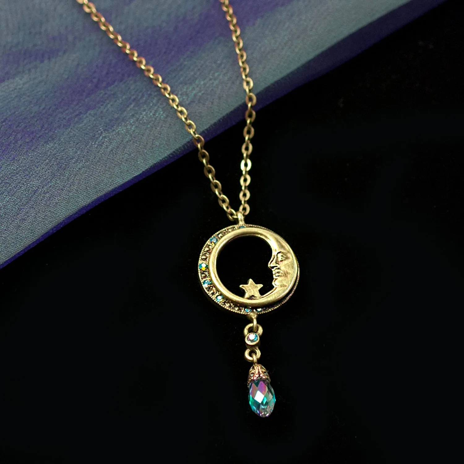 Half Moon in Circle Crystal Drop Necklace N1626 sold by Sweet Romance product image thumbnail 5