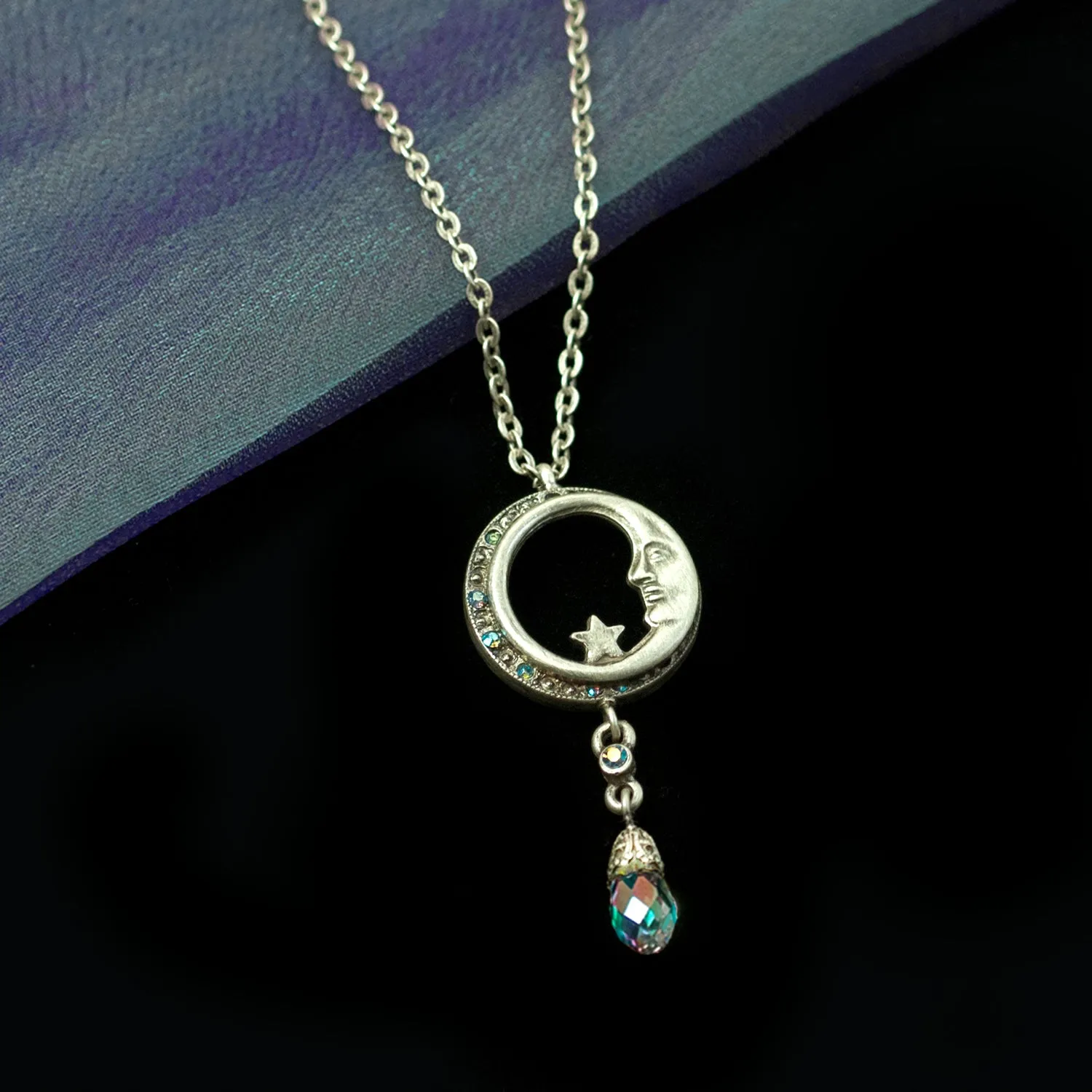 Half Moon in Circle Crystal Drop Necklace N1626 sold by Sweet Romance product image thumbnail 4