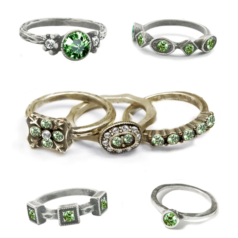 Stackable August Birthstone Ring - Peridot Green sold by Sweet Romance