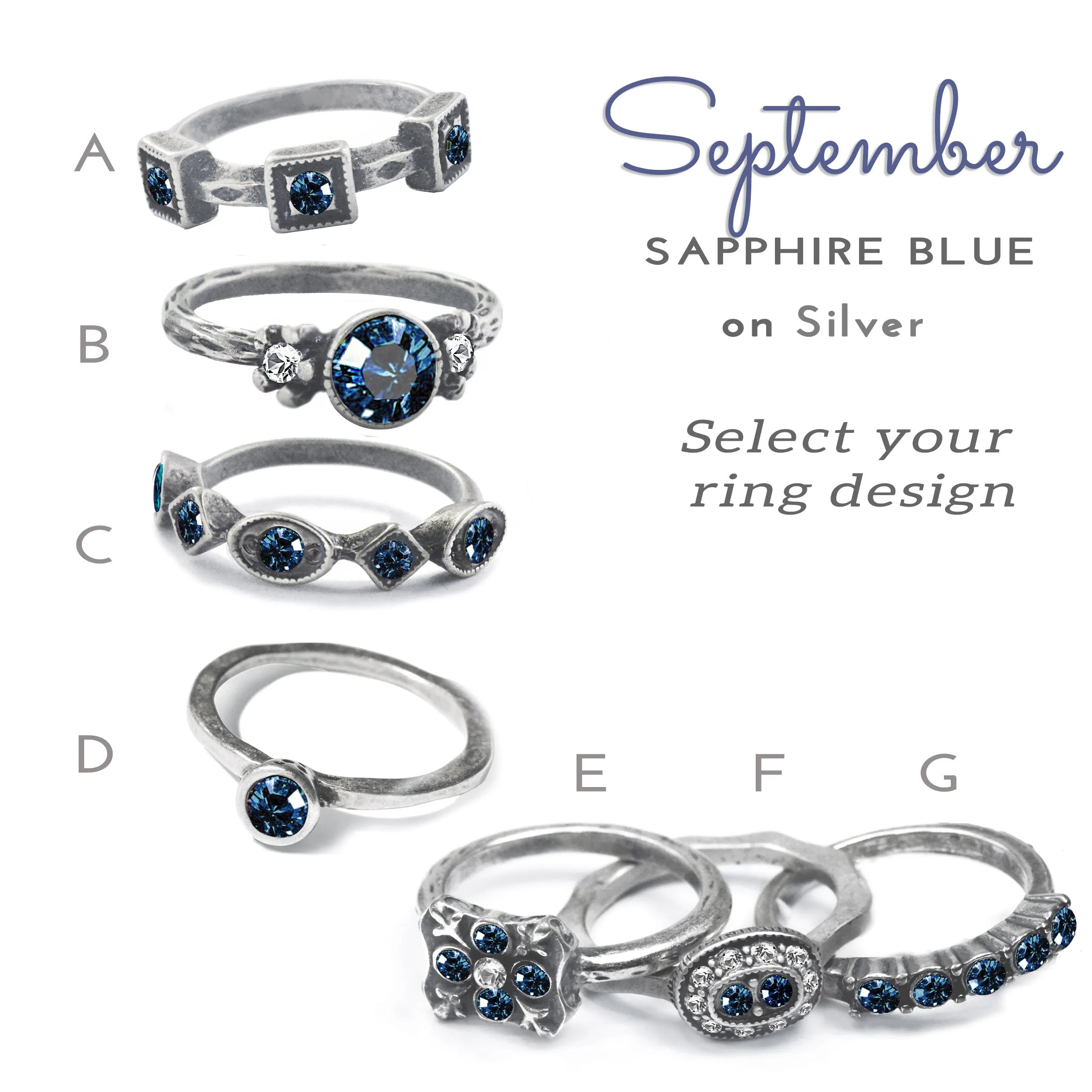 Stackable September Birthstone Ring - Sapphire Blue sold by Sweet Romance product image thumbnail 3