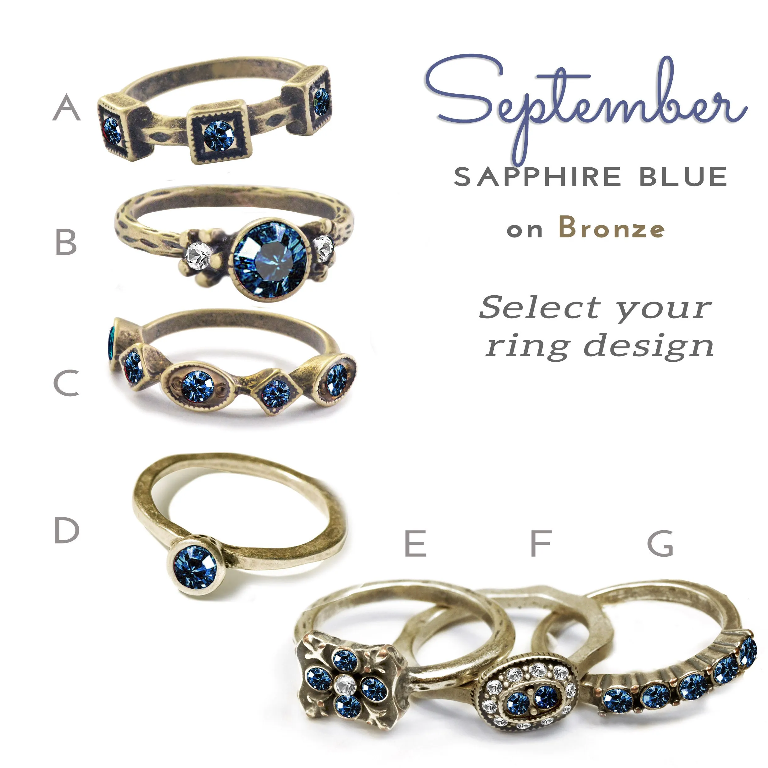 Stackable September Birthstone Ring - Sapphire Blue sold by Sweet Romance product image thumbnail 4
