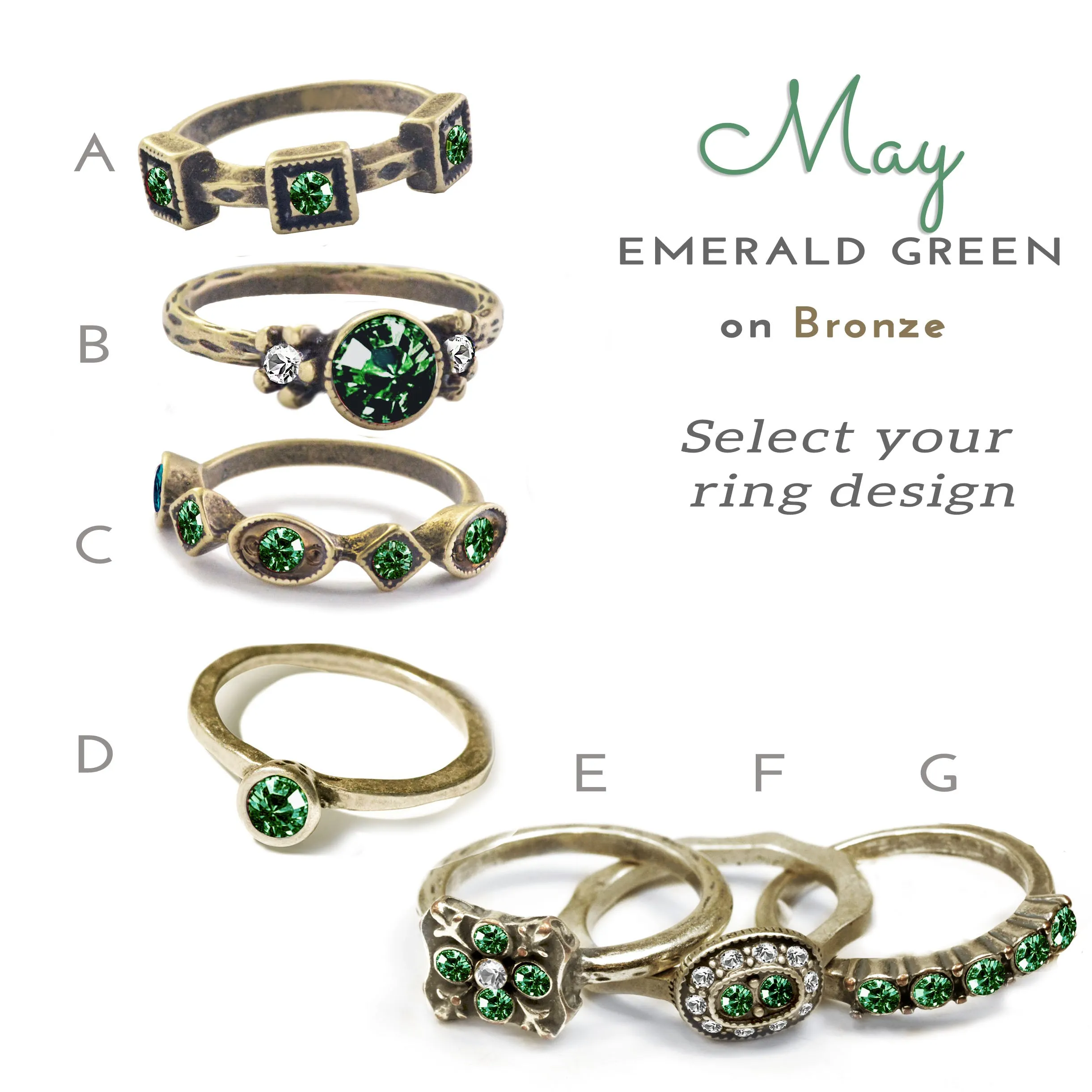 Stackable May Birthstone Ring - Emerald Green sold by Sweet Romance product image thumbnail 4
