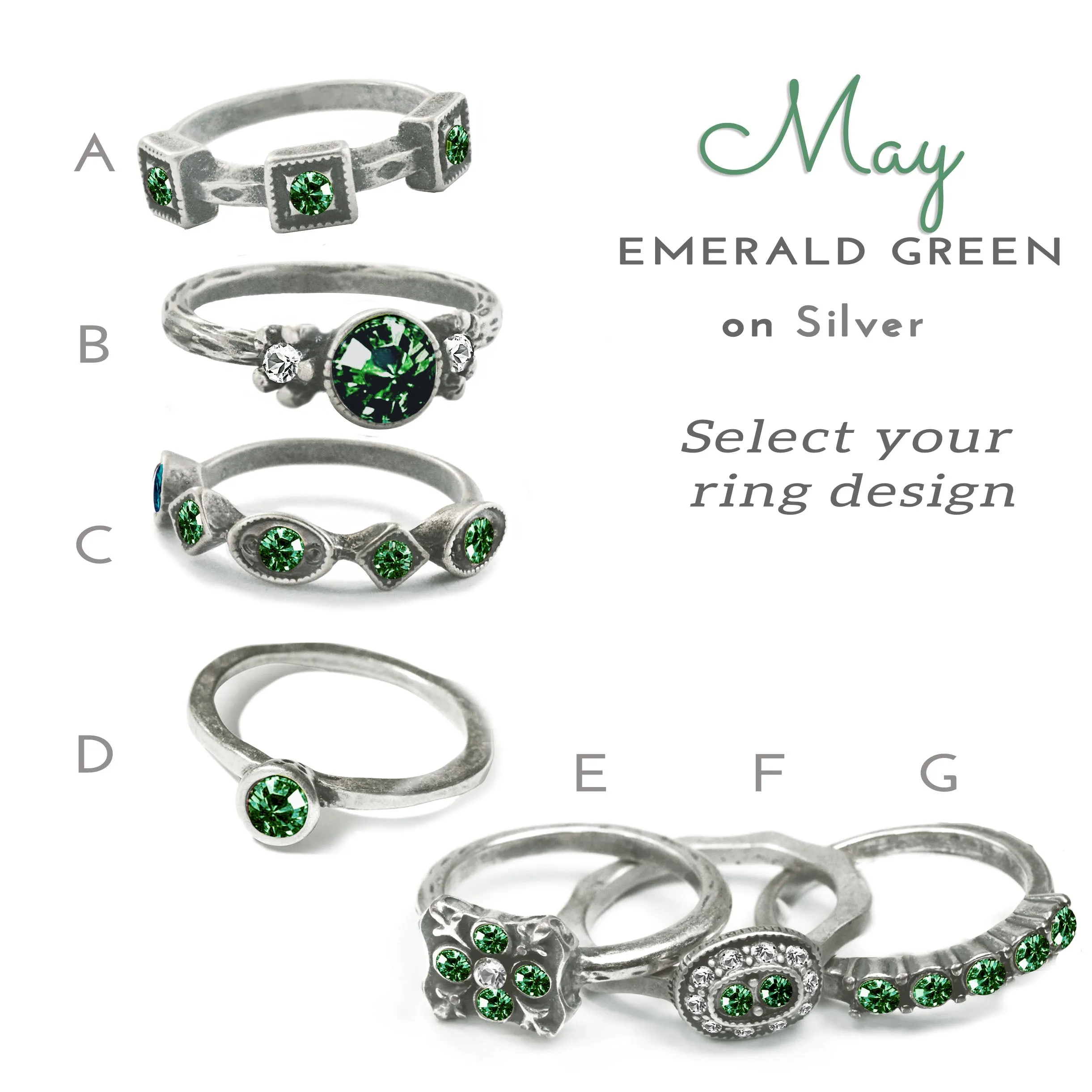 Stackable May Birthstone Ring - Emerald Green sold by Sweet Romance product image thumbnail 3