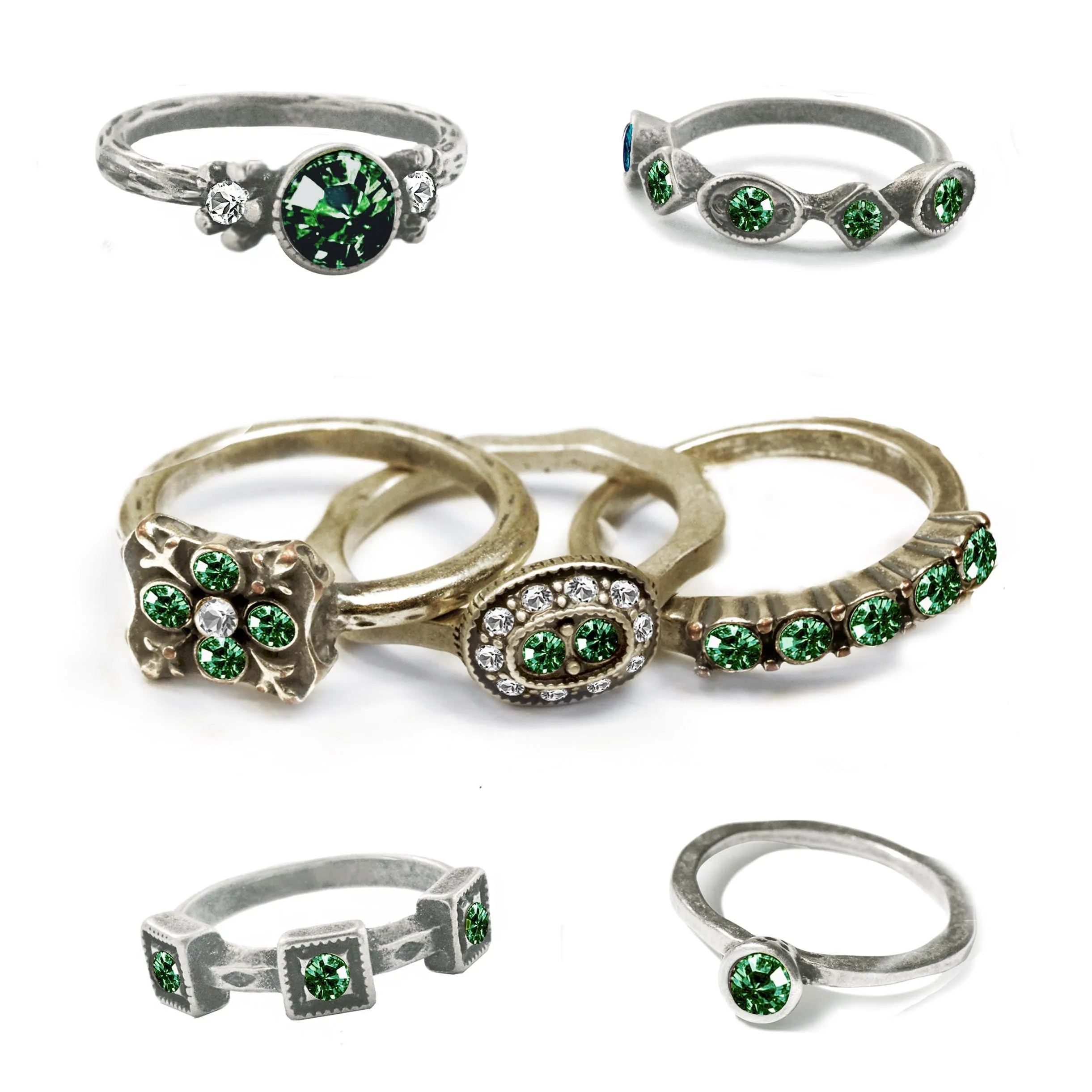 Stackable May Birthstone Ring - Emerald Green sold by Sweet Romance
