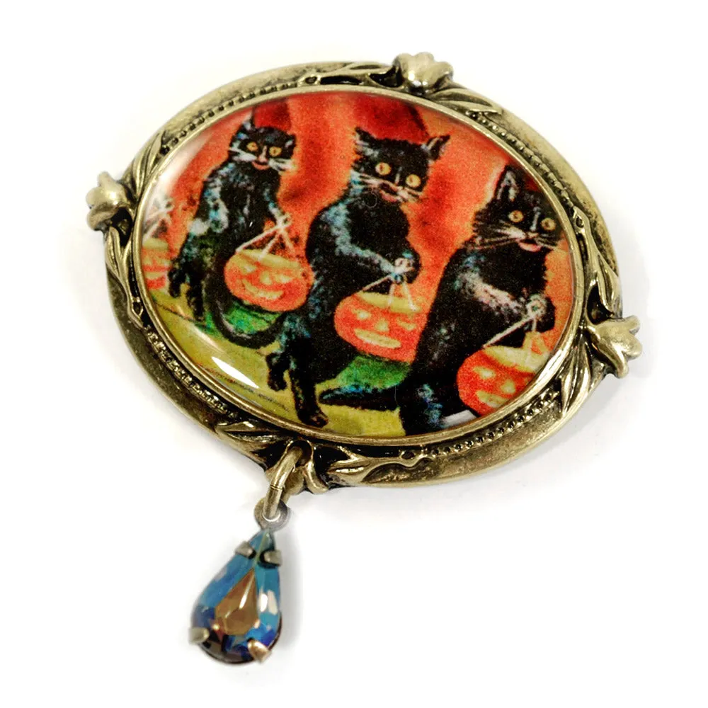 Black Cats Trick or Treat Retro Halloween Pin sold by Sweet Romance product image thumbnail 2