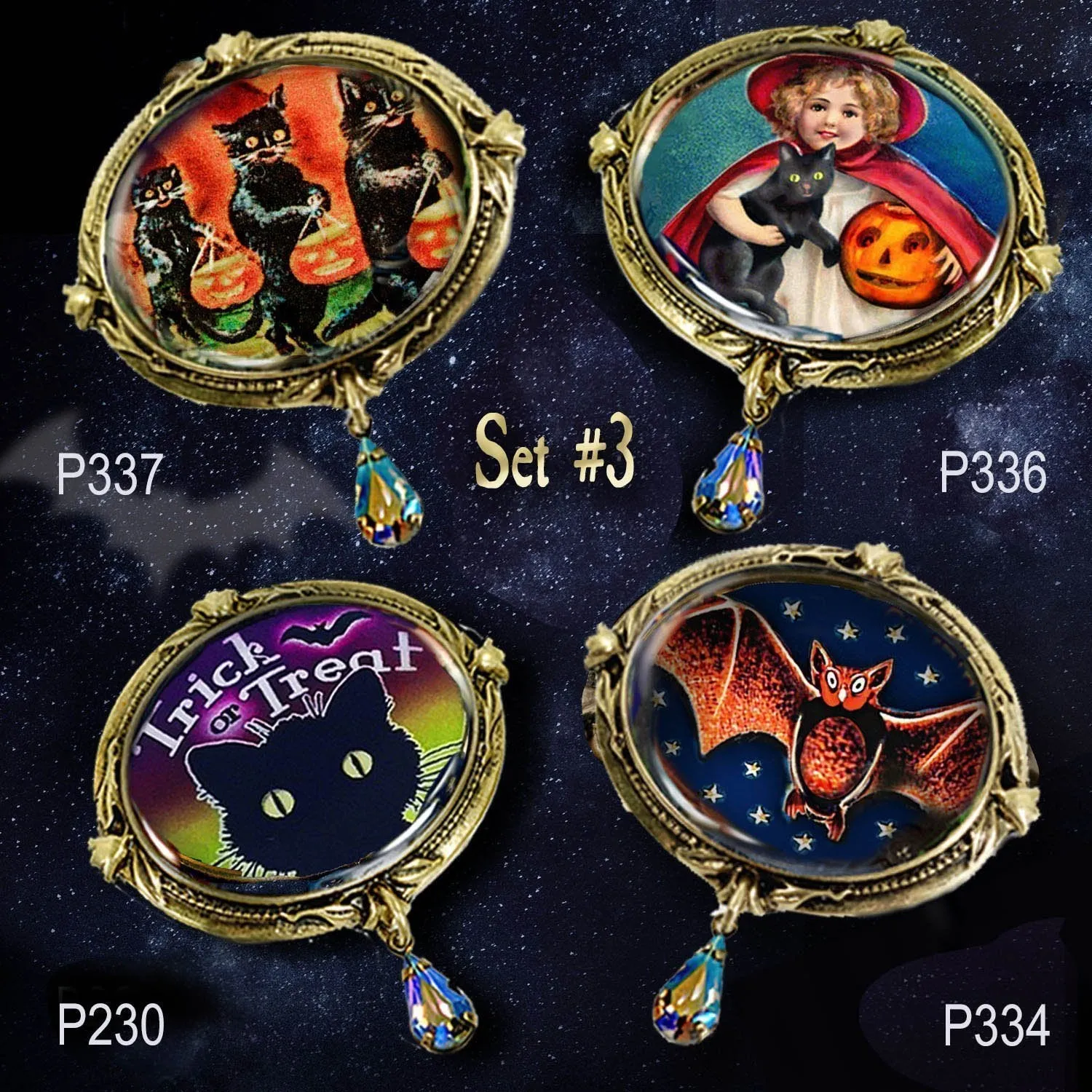 Jack-o-Lantern and Black Cat Retro Halloween Pin sold by Sweet Romance product image thumbnail 5