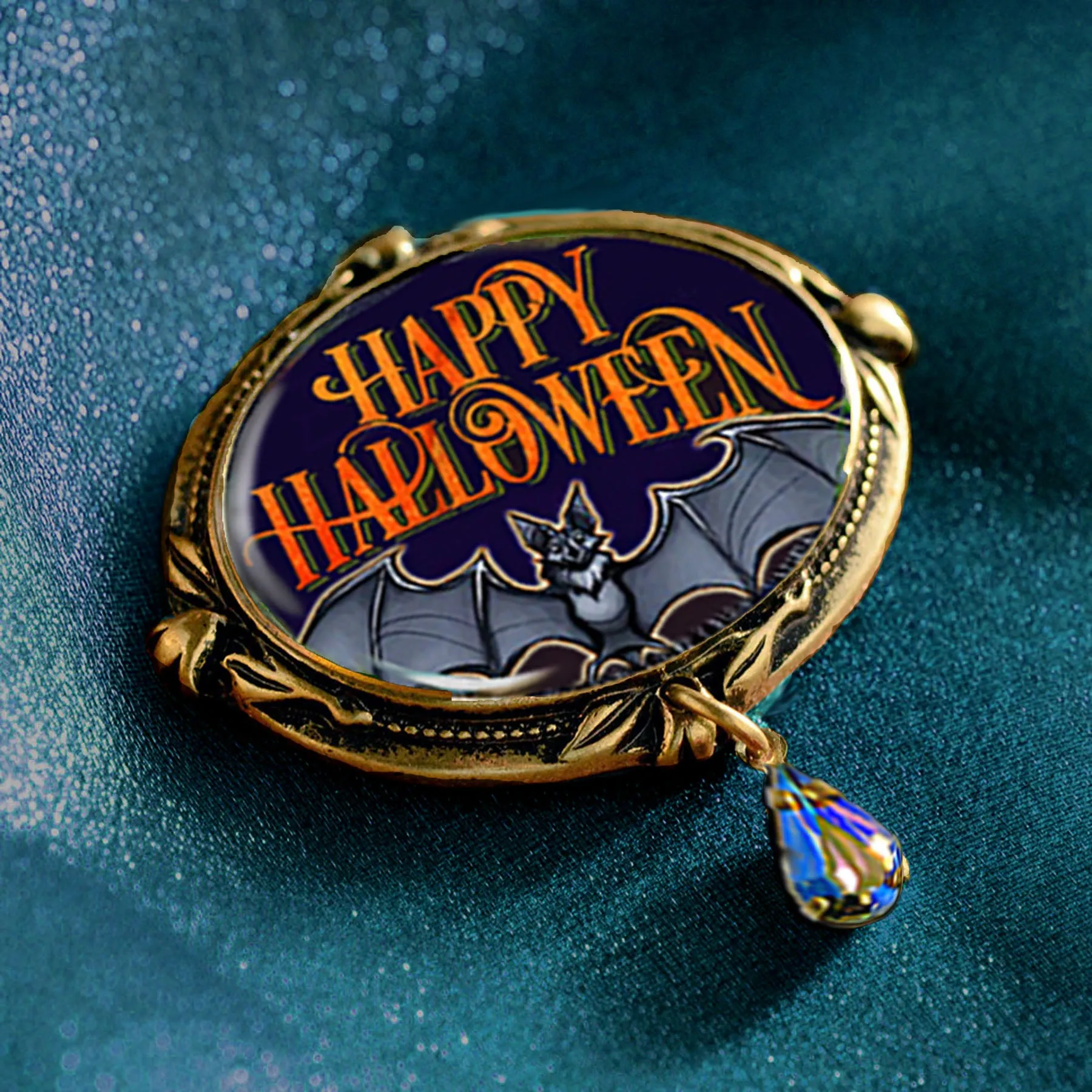 Happy Halloween Bat Retro Pin sold by Sweet Romance