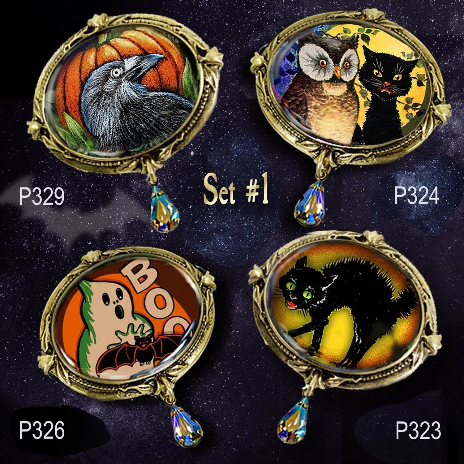 Happy Halloween Bat Retro Pin sold by Sweet Romance product image thumbnail 4
