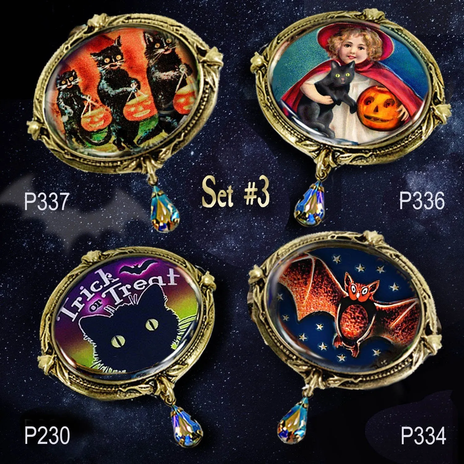 Skeleton and Pumpkin Retro Halloween Pin sold by Sweet Romance product image thumbnail 5