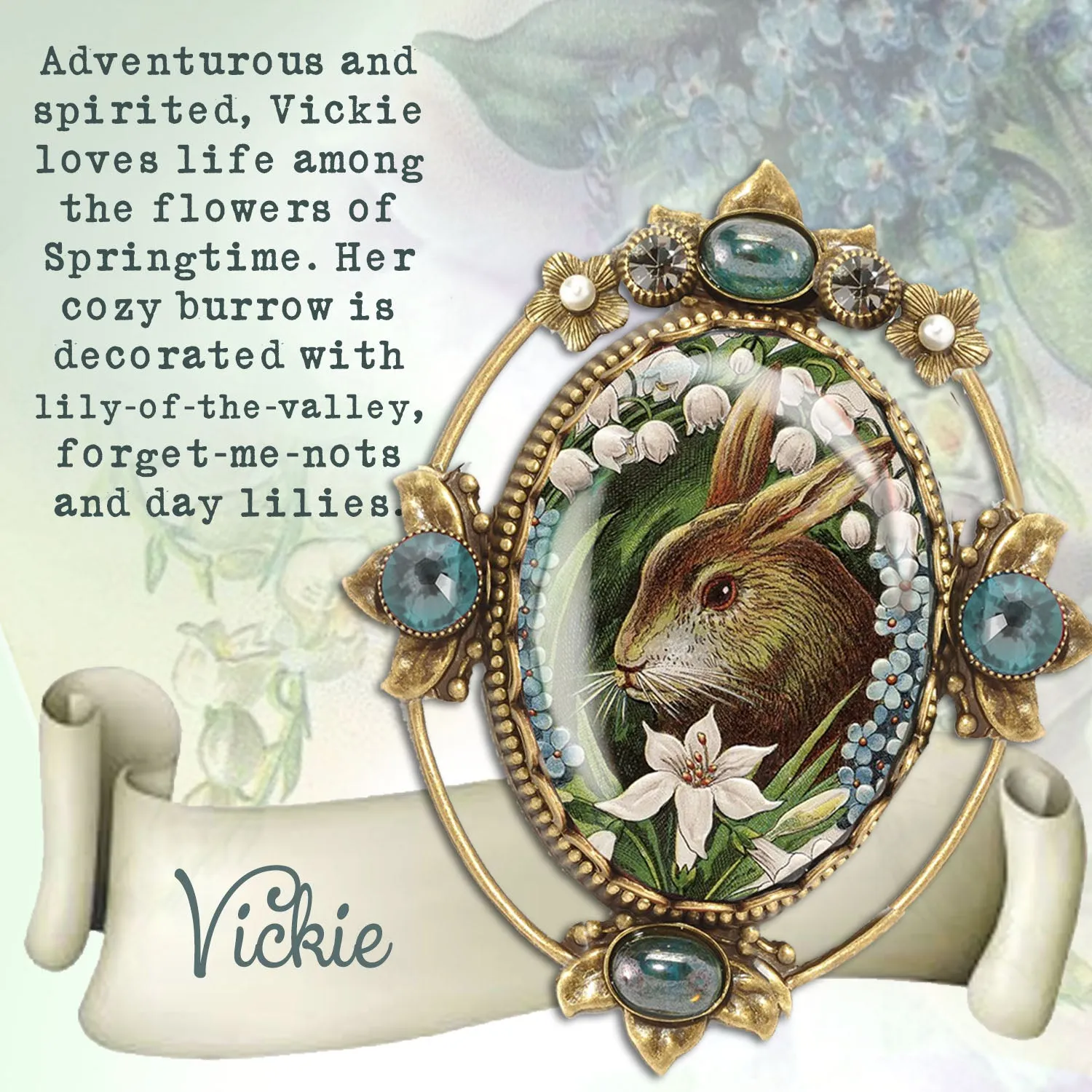 Vickie the Bunny Vintage Spring Pin P330-VI sold by Sweet Romance product image thumbnail 2