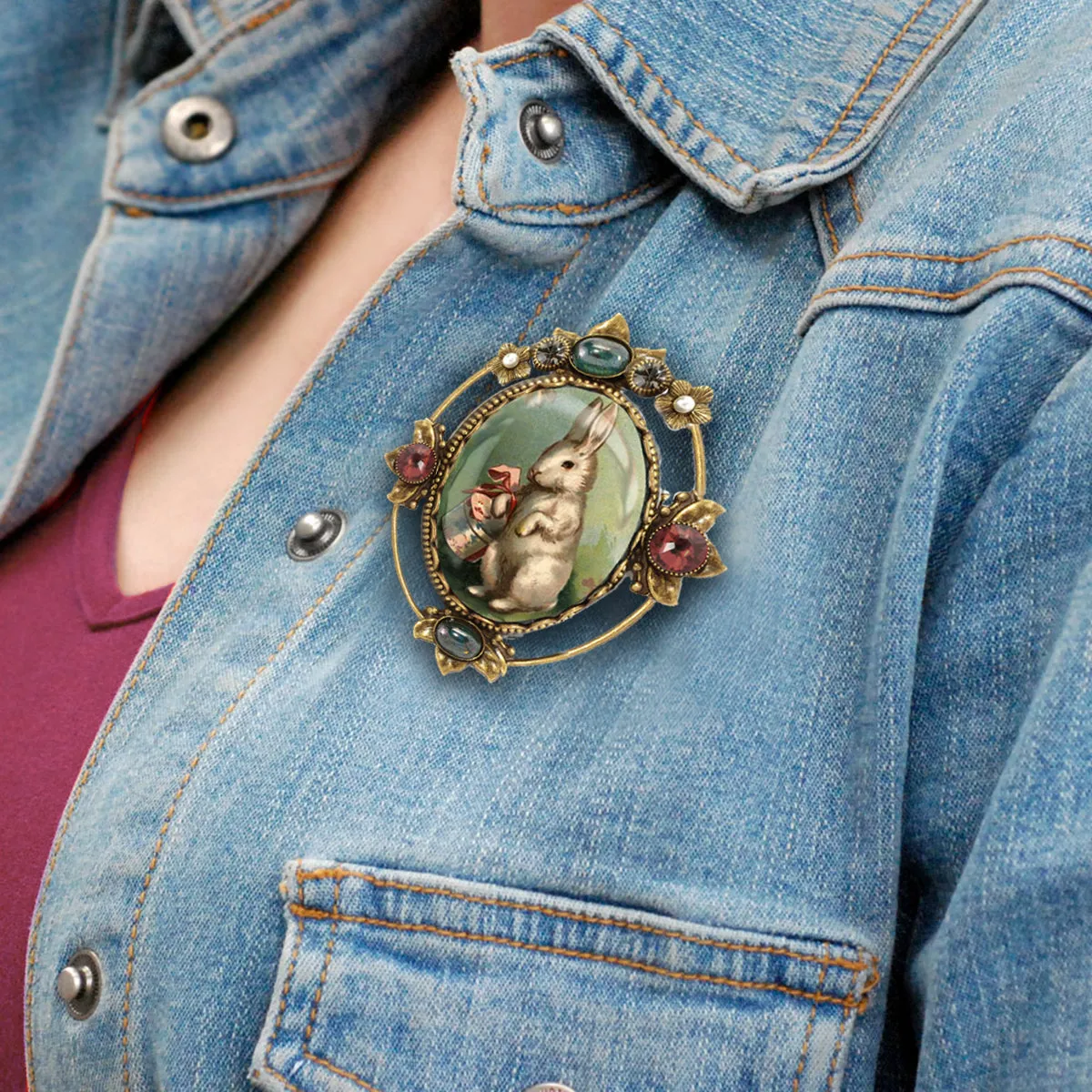 Bobbie the Hat Box Bunny Pin P330-BO sold by Sweet Romance product image thumbnail 4