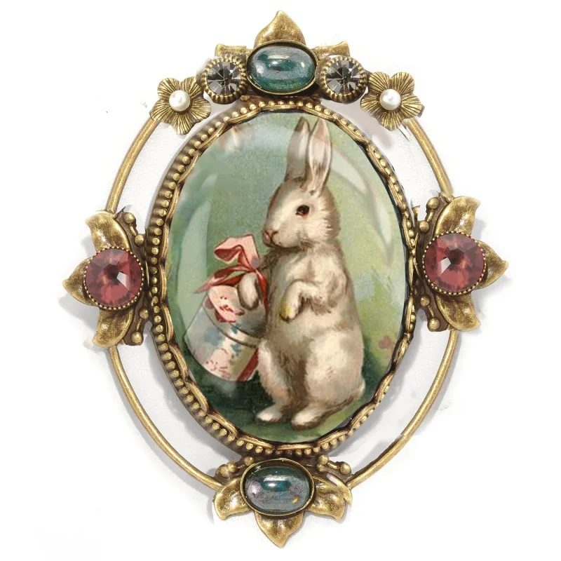 Bobbie the Hat Box Bunny Pin P330-BO made by Sweet Romance