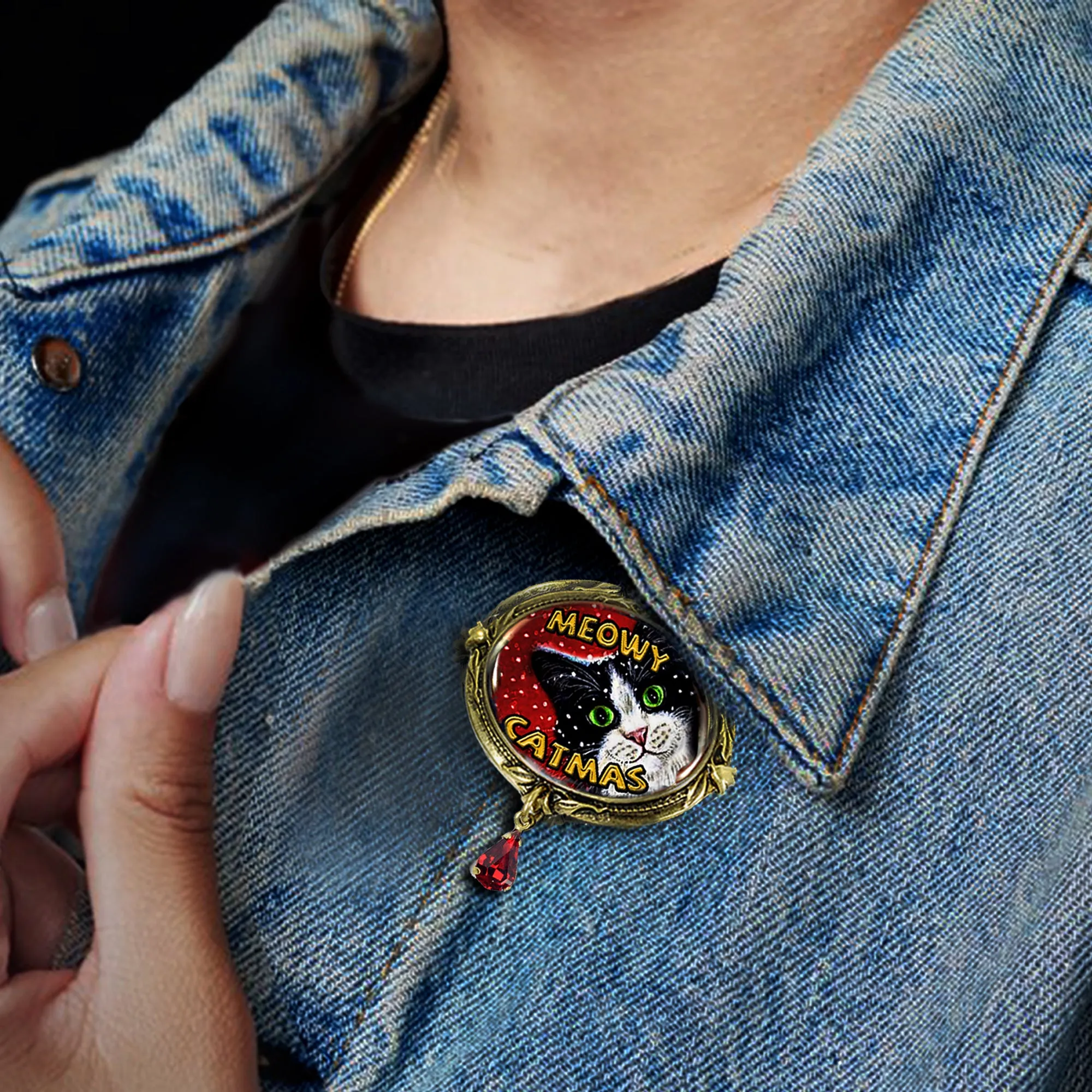 Meowy Catmas Christmas Pin sold by Sweet Romance product image thumbnail 4