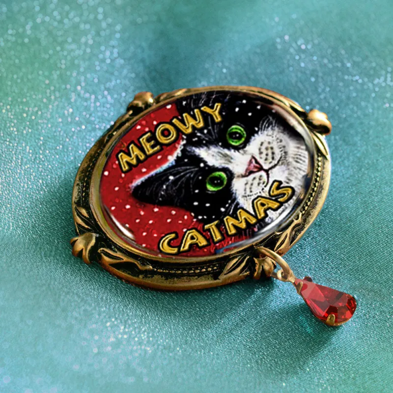 Meowy Catmas Christmas Pin sold by Sweet Romance