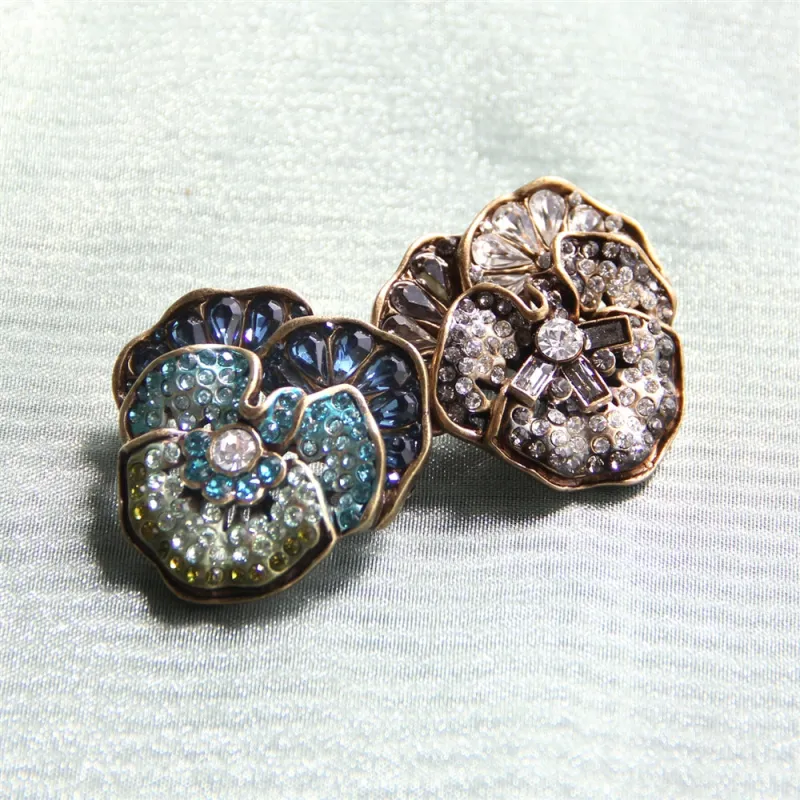 Pave Crystal Pansy Pins made by Sweet Romance